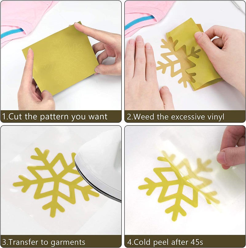 HTVRONT HTV Vinyl Rolls Heat Transfer Vinyl - 12" x 20ft Gold HTV for Shirts, Iron on Vinyl for All Cutting Machines - Easy to Cut & Weed for DIY Heat Transfer Design (Gold) - Image 5